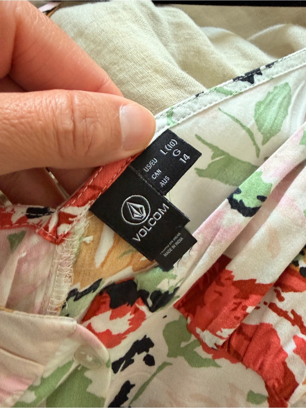 Volcom Floral Slip Dress with Spaghetti Straps - Pink Multi - Picture 4 of 4